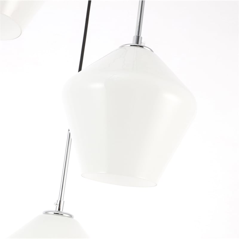 Living District Gene 3 Light Chrome and Frosted White Glass Pendant