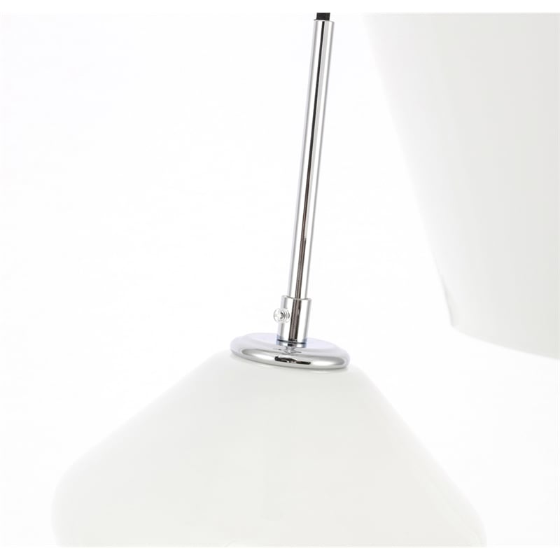 Living District Gene 3 Light Chrome and Frosted White Glass Pendant