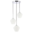 Living District Gene 3 Light Chrome and Frosted White Glass Pendant