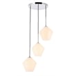 Living District Gene 3 Light Chrome and Frosted White Glass Pendant