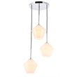 Living District Gene 3 Light Chrome and Frosted White Glass Pendant