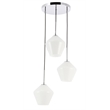 Living District Gene 3 Light Chrome and Frosted White Glass Pendant