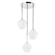 Living District Gene 3 Light Chrome and Frosted White Glass Pendant