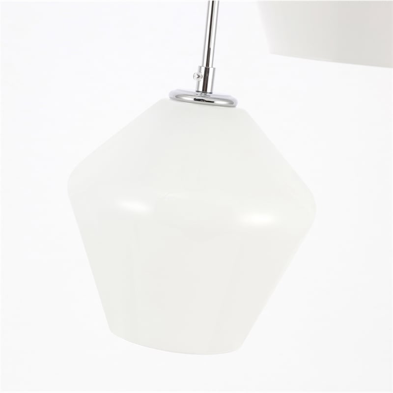 Living District Gene 3 Light Chrome and Frosted White Glass Pendant