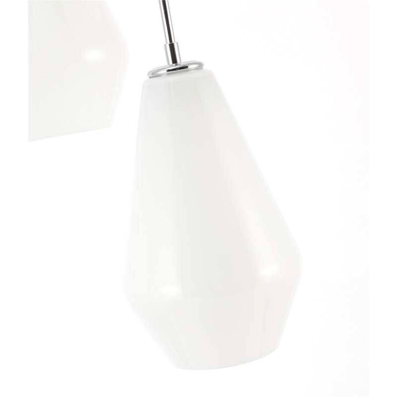 Living District Gene 3 Light Chrome and Frosted White Glass Pendant