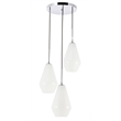 Living District Gene 3 Light Chrome and Frosted White Glass Pendant