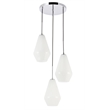 Living District Gene 3 Light Chrome and Frosted White Glass Pendant
