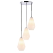 Living District Gene 3 Light Chrome and Frosted White Glass Pendant