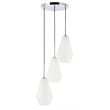 Living District Gene 3 Light Chrome and Frosted White Glass Pendant