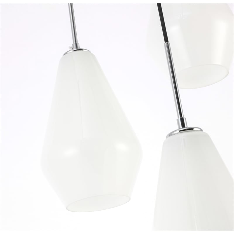 Living District Gene 3 Light Chrome and Frosted White Glass Pendant