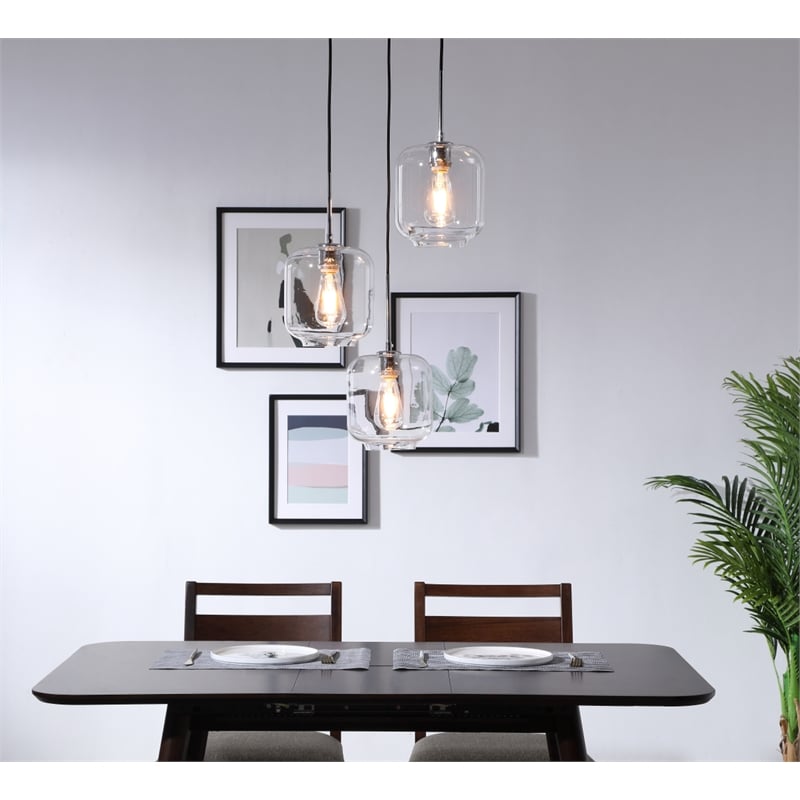 Living District Collier 3 Light Chrome and Clear Glass Pendant
