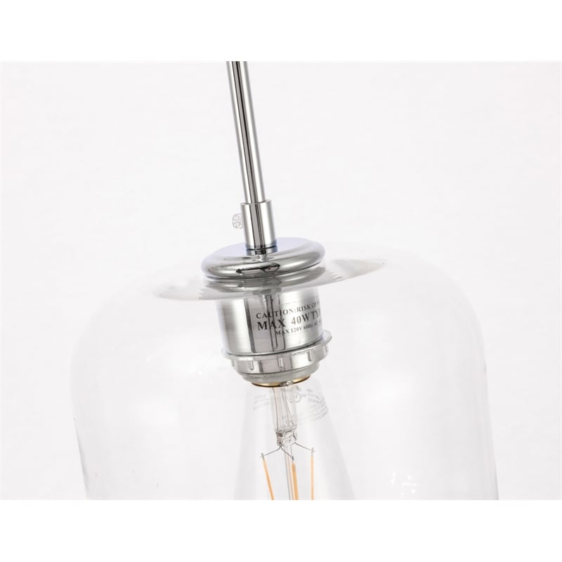 Living District Collier 3 Light Chrome and Clear Glass Pendant
