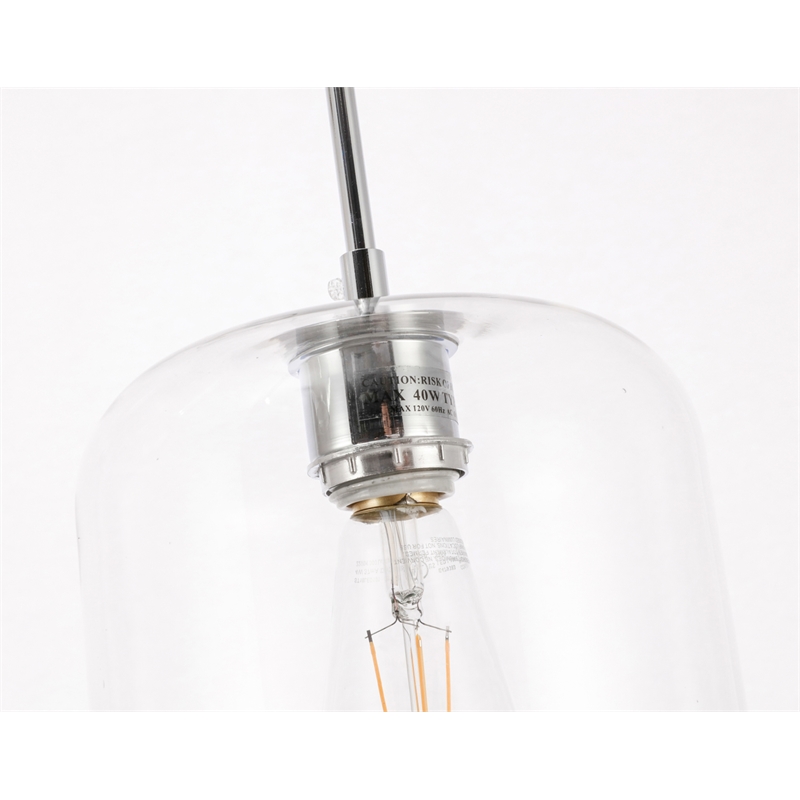 Living District Collier 3 Light Chrome and Clear Glass Pendant