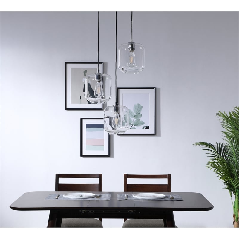 Living District Collier 3 Light Chrome and Clear Glass Pendant