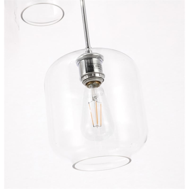 Living District Collier 3 Light Chrome and Clear Glass Pendant