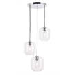 Living District Collier 3 Light Chrome and Clear Glass Pendant