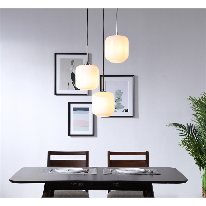 Living District Collier 3 Light Chrome and Frosted White Glass Pendant