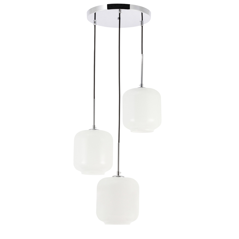Living District Collier 3 Light Chrome and Frosted White Glass Pendant