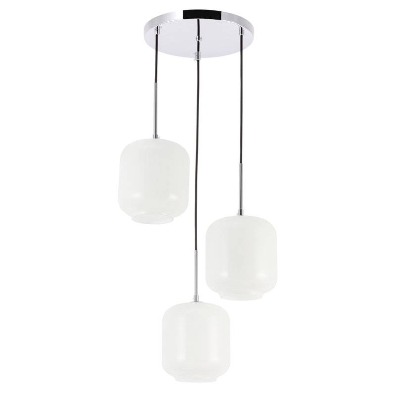 Living District Collier 3 Light Chrome and Frosted White Glass Pendant