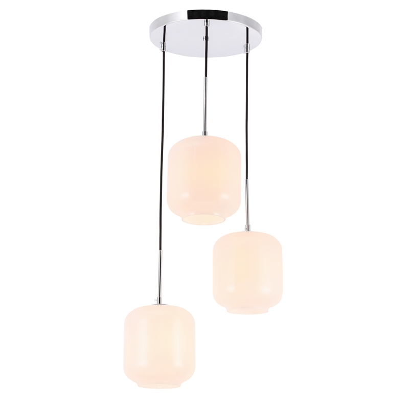 Living District Collier 3 Light Chrome and Frosted White Glass Pendant