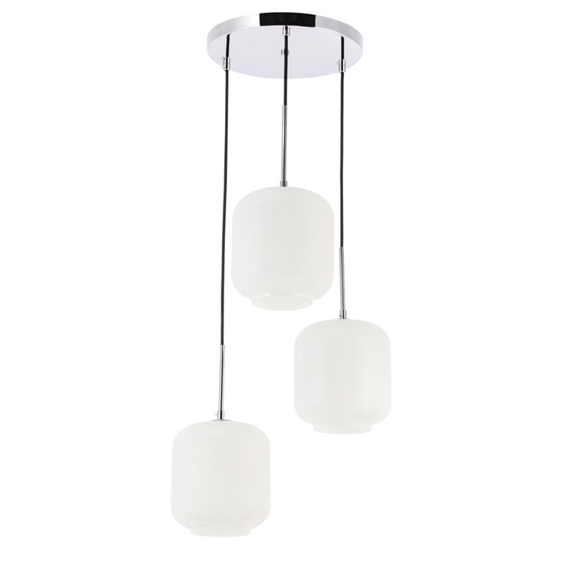 Living District Collier 3 Light Chrome and Frosted White Glass Pendant