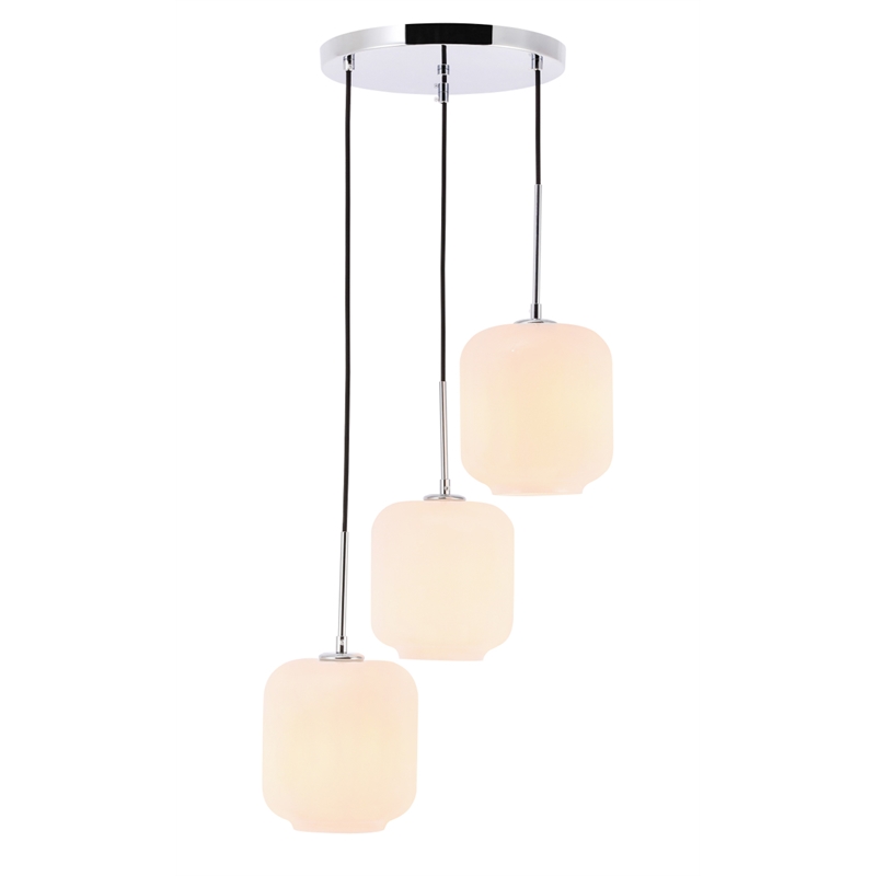 Living District Collier 3 Light Chrome and Frosted White Glass Pendant