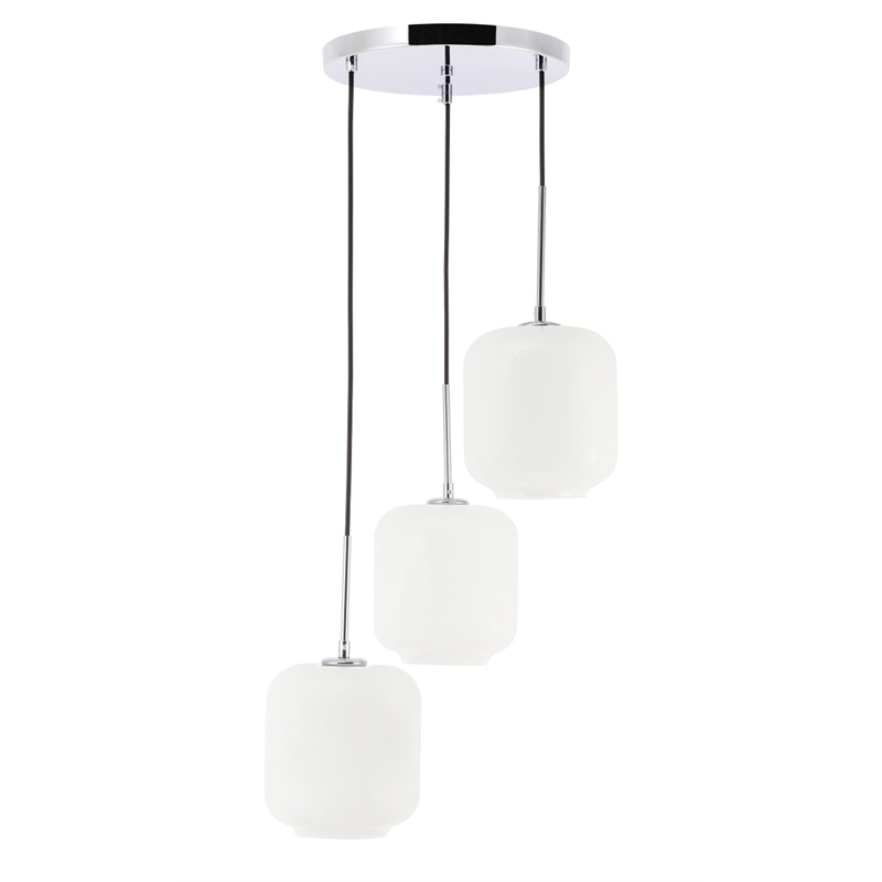 Living District Collier 3 Light Chrome and Frosted White Glass Pendant