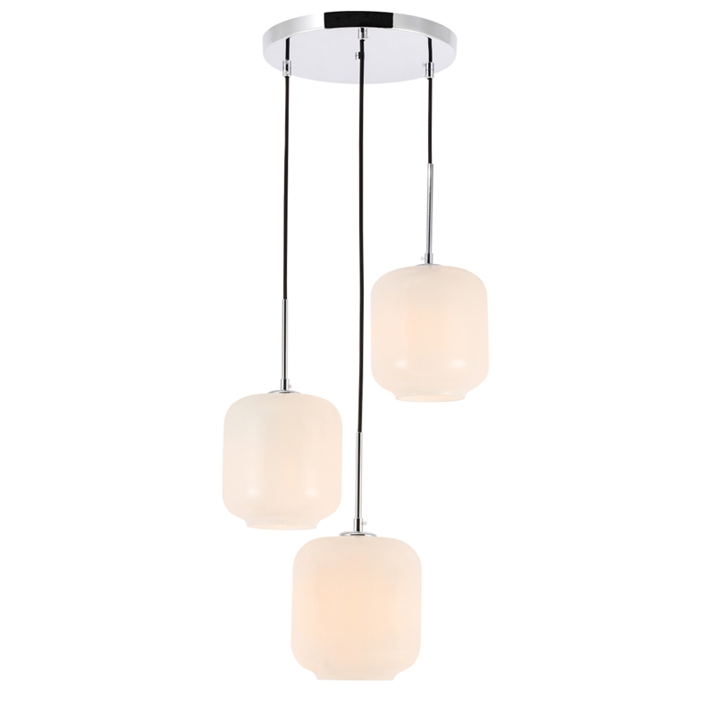 Living District Collier 3 Light Chrome and Frosted White Glass Pendant