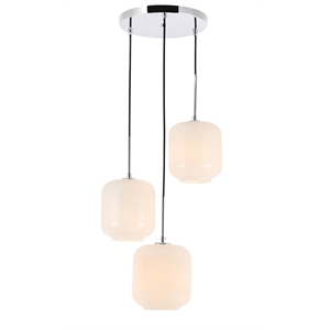 Living District Collier 3 Light Chrome and Frosted White Glass Pendant