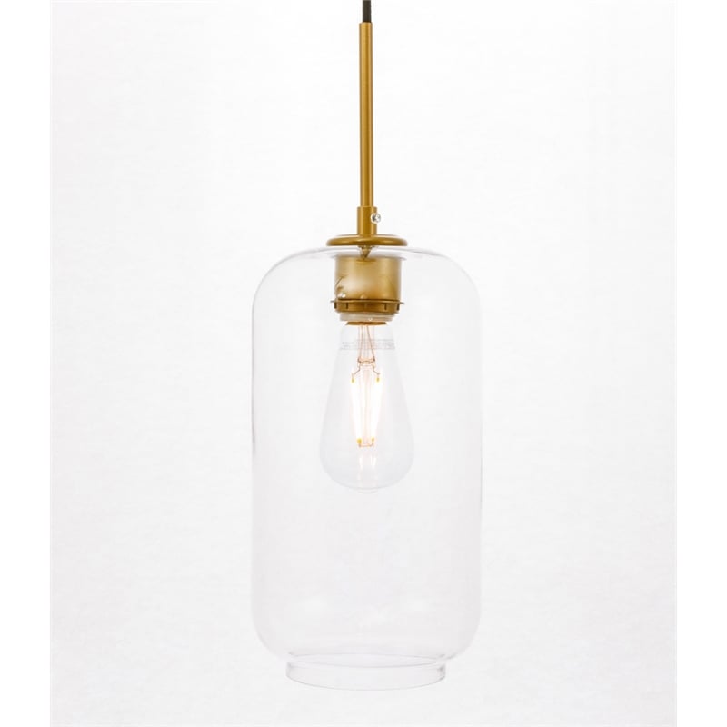 Living District Collier 1 Light Brass and Clear Glass Pendant
