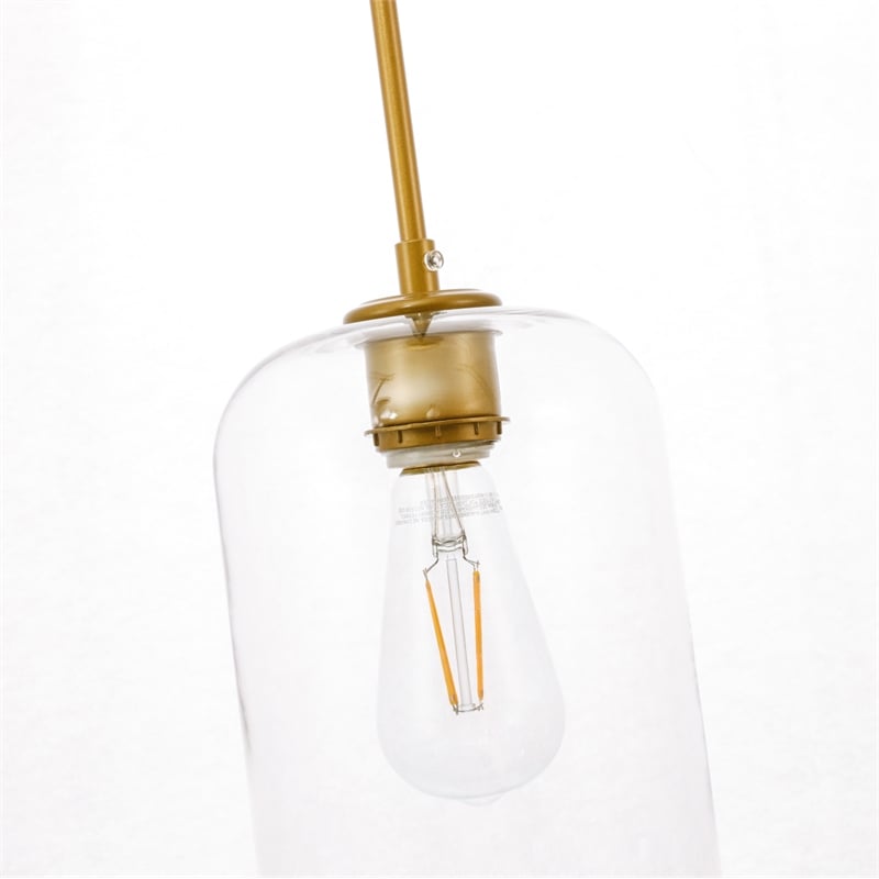 Living District Collier 1 Light Brass and Clear Glass Pendant