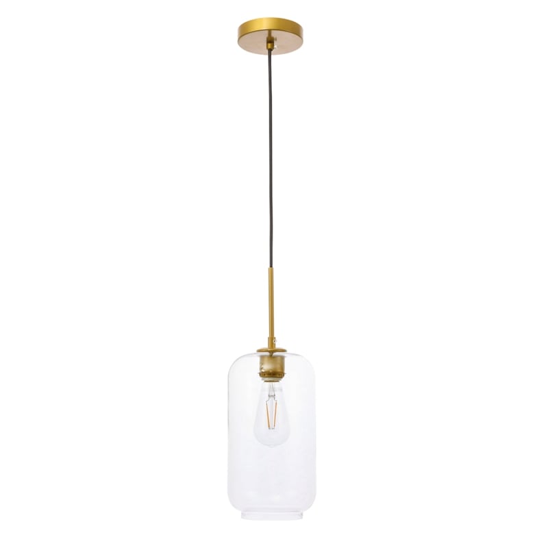 Living District Collier 1 Light Brass and Clear Glass Pendant