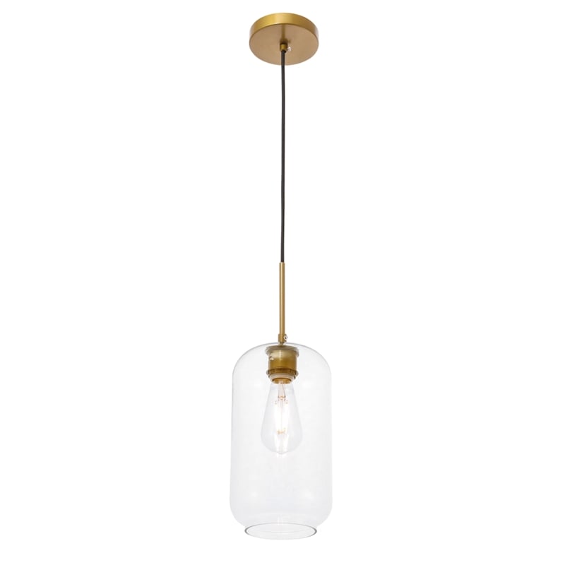 Living District Collier 1 Light Brass and Clear Glass Pendant