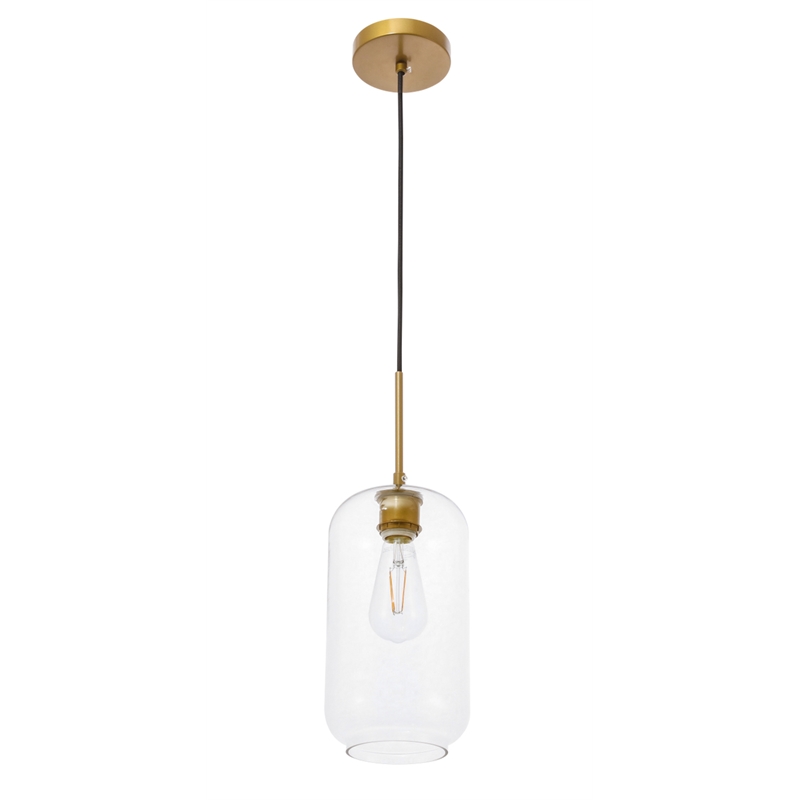 Living District Collier 1 Light Brass and Clear Glass Pendant