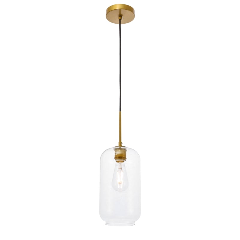 Living District Collier 1 Light Brass and Clear Glass Pendant