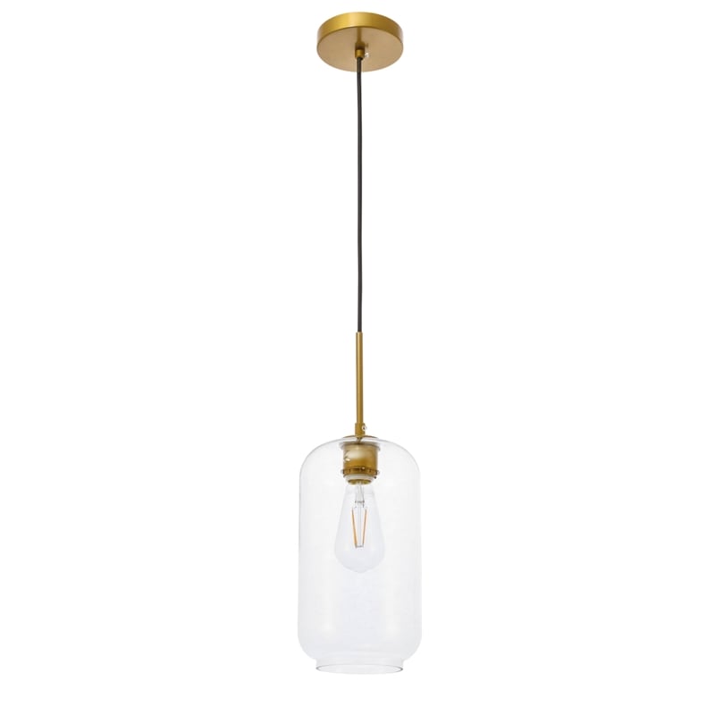 Living District Collier 1 Light Brass and Clear Glass Pendant