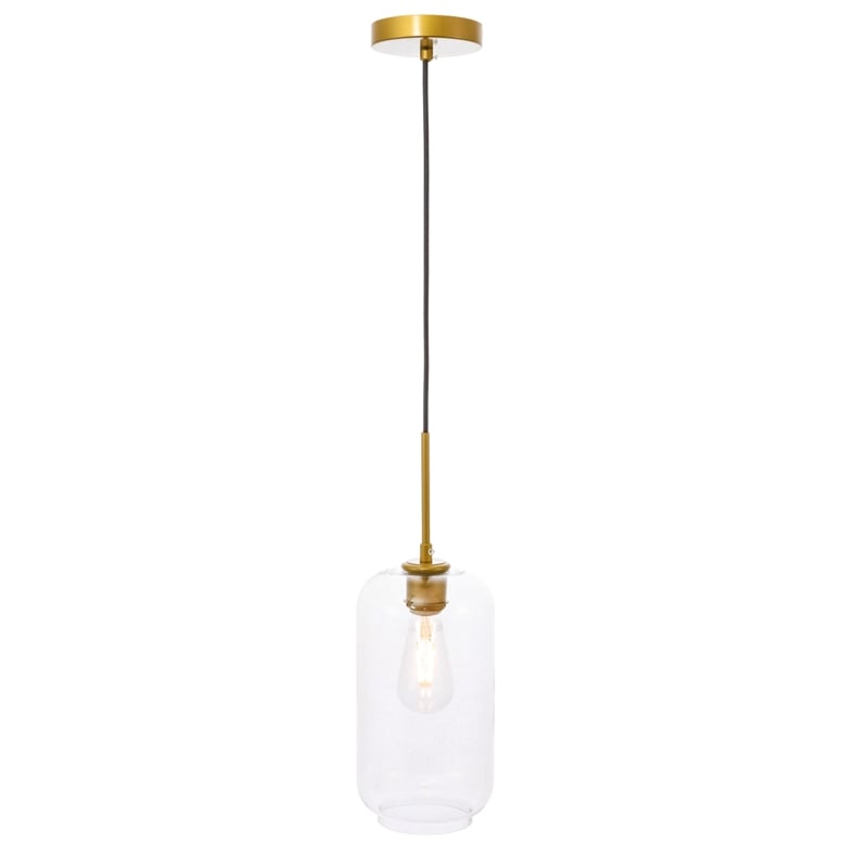 Living District Collier 1 Light Brass and Clear Glass Pendant