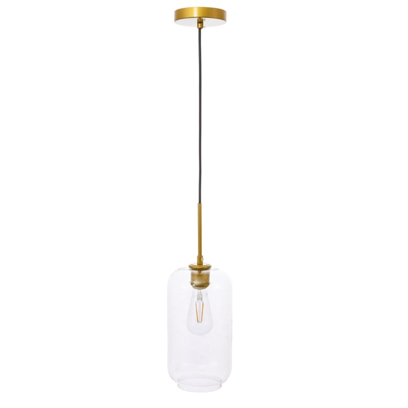 Living District Collier 1 Light Brass and Clear Glass Pendant
