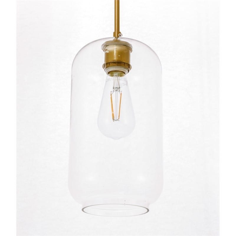 Living District Collier 1 Light Brass and Clear Glass Pendant