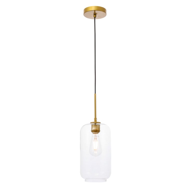 Living District Collier 1 Light Brass and Clear Glass Pendant