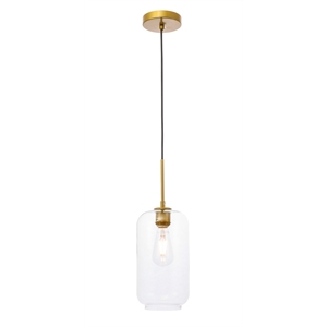 Living District Collier 1 Light Brass and Clear Glass Pendant