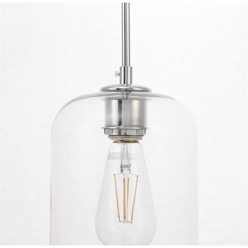 Living District Collier 1 Light Chrome and Clear Glass Pendant