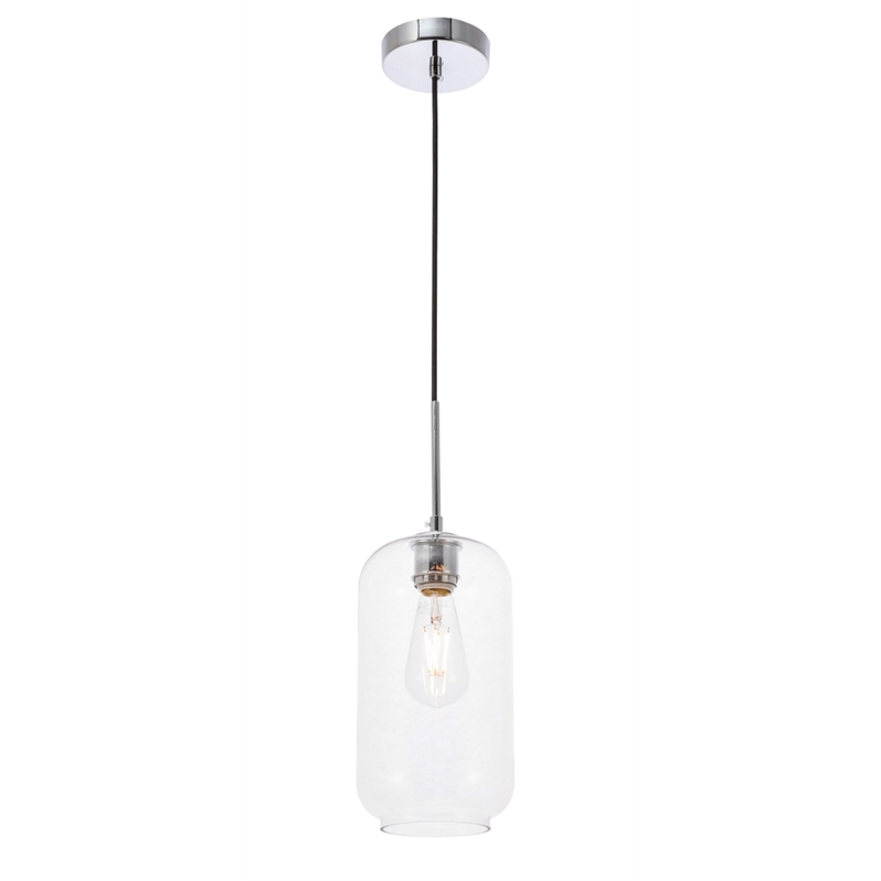 Living District Collier 1 Light Chrome and Clear Glass Pendant