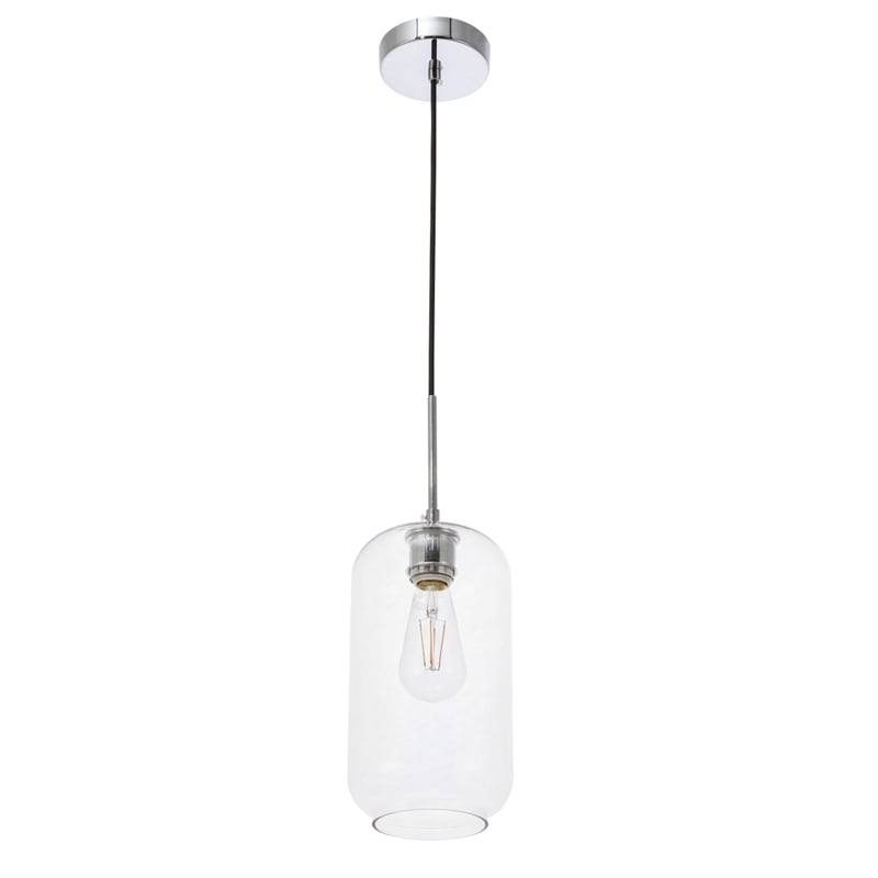 Living District Collier 1 Light Chrome and Clear Glass Pendant