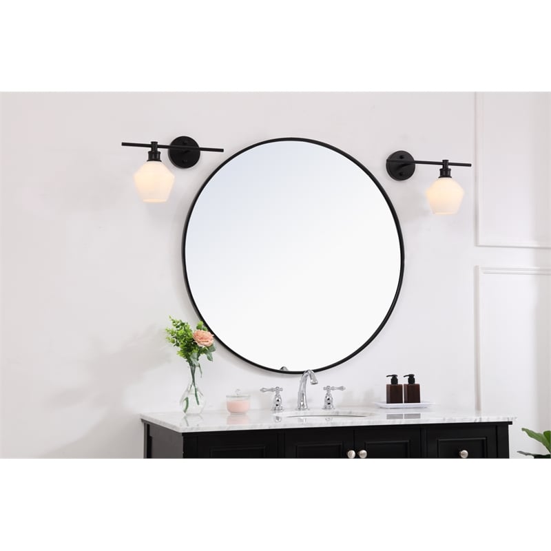 Living District Gene 1 Light Black and Frosted White Glass Right Wall Sconce