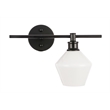 Living District Gene 1 Light Black and Frosted White Glass Right Wall Sconce