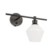 Living District Gene 1 Light Black and Frosted White Glass Right Wall Sconce