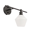 Living District Gene 1 Light Black and Frosted White Glass Right Wall Sconce