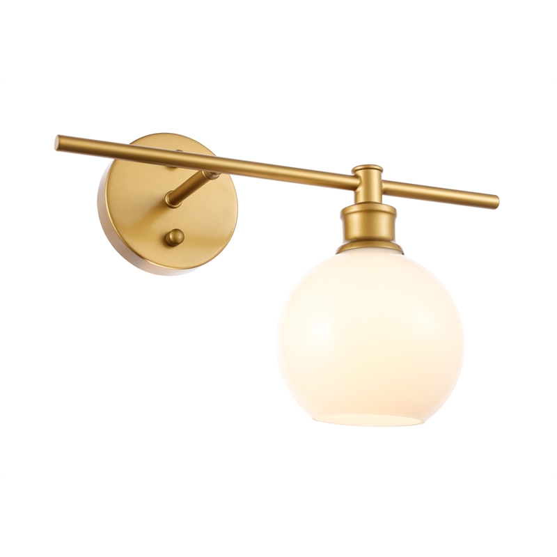 Living District Collier 1 Light Brass and Frosted White Glass Right Wall Sconce