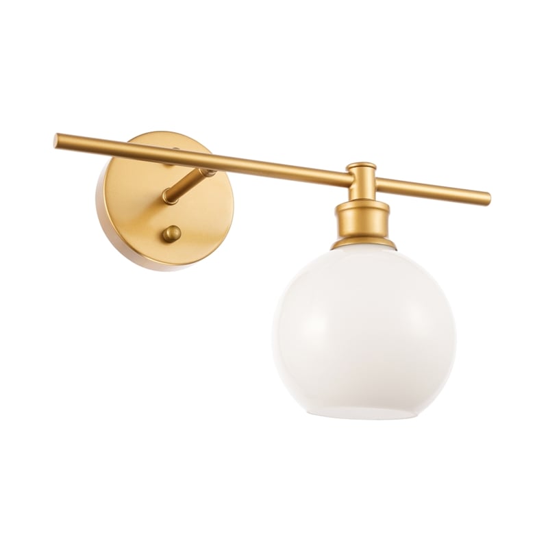 Living District Collier 1 Light Brass and Frosted White Glass Right Wall Sconce